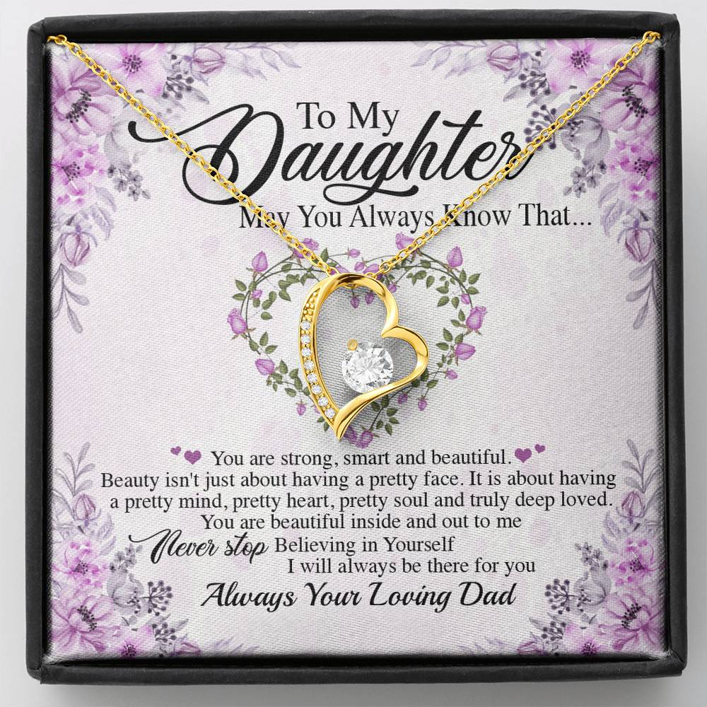 Personalized Gift From Dad To My Daughter Saying Always Remember You Are Forever Love Necklace - Daughter Inspirational Necklace - Forever Love Necklace (18K Yellow Gold)