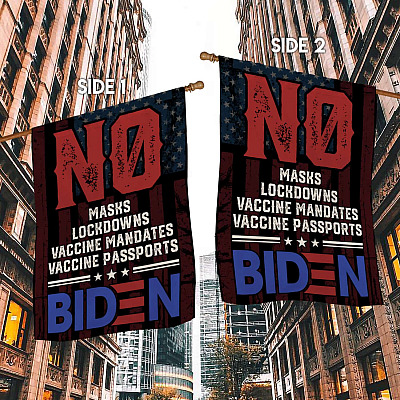 Alternative view of No Biden No Masks Lockdowns Vaccine Mandates No Vaccine Passports Garden Flag - Impeach Biden Flag