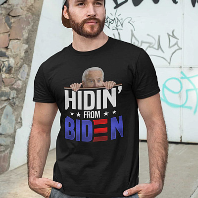 Alternative view of Hidin from Biden T-Shirt Funny Hiding from Biden Anti Biden Tee