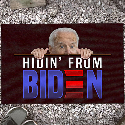 Hidin from Biden Doormat Funny Hiding from Biden Anti Biden Entrance Indoor Outdoor Decorative Doormat