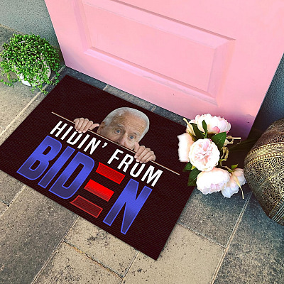 Alternative view of Hidin from Biden Doormat Funny Hiding from Biden Anti Biden Entrance Indoor Outdoor Decorative Doormat
