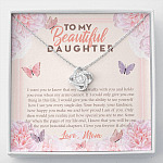 To My Beautiful Daughter My Hearts Walks With You Love Knot Necklace - Daughter Necklace From Mom - Love Knot Necklace