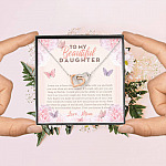 To My Beautiful Daughter My Hearts Walks With You Interlocking Hearts Pendant Necklace - Mom Daughter Gifts