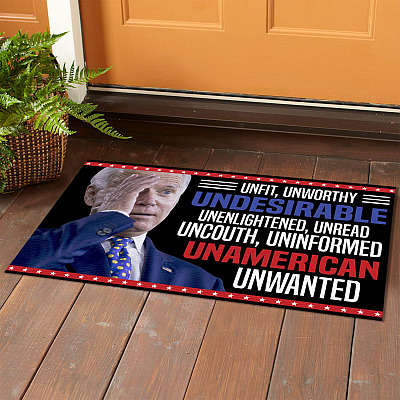 Alternative view of Biden Unfit Unworthy Undesirable Unenlightened Unread Uncouth Uninformed House Doormat - Outdoor Indoor Doormat