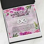 To My Beautiful Mother On My Wedding Day Infinity Heart Pendant Necklace - Mother Of The Bride Gifts From Daughter