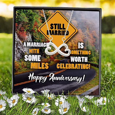 Alternative view of Still Married A Marriage With Some Miles Is Something Worth Celebrating Infinity Heart Pendant Necklace