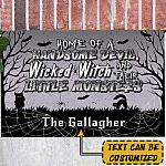 Personalized Home Of A Handsome Devil Wicked Witch And Their Little Monsters House Doormat - Outdoor Indoor Doormat