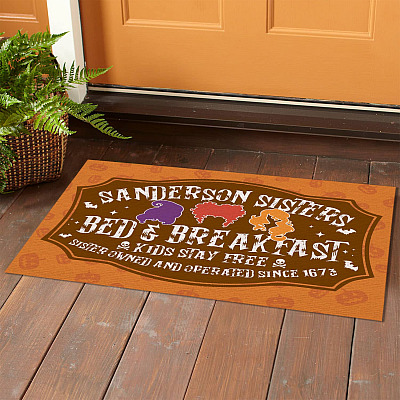 Alternative view of Hocus Pocus Sanderson Sisters Bed And Breakfast Kids Stay Free Since 1673 Indoor Outdoor Decorative Doormat