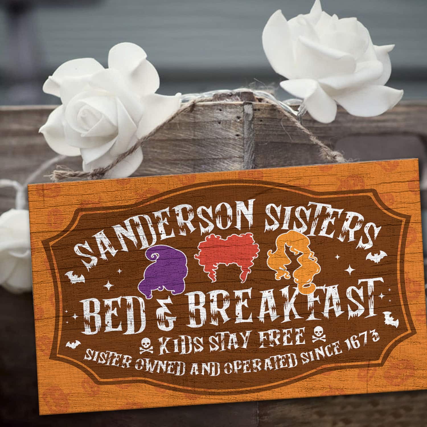 57 HG. Hocus Kids Stay Free Door Sign Mockup 3