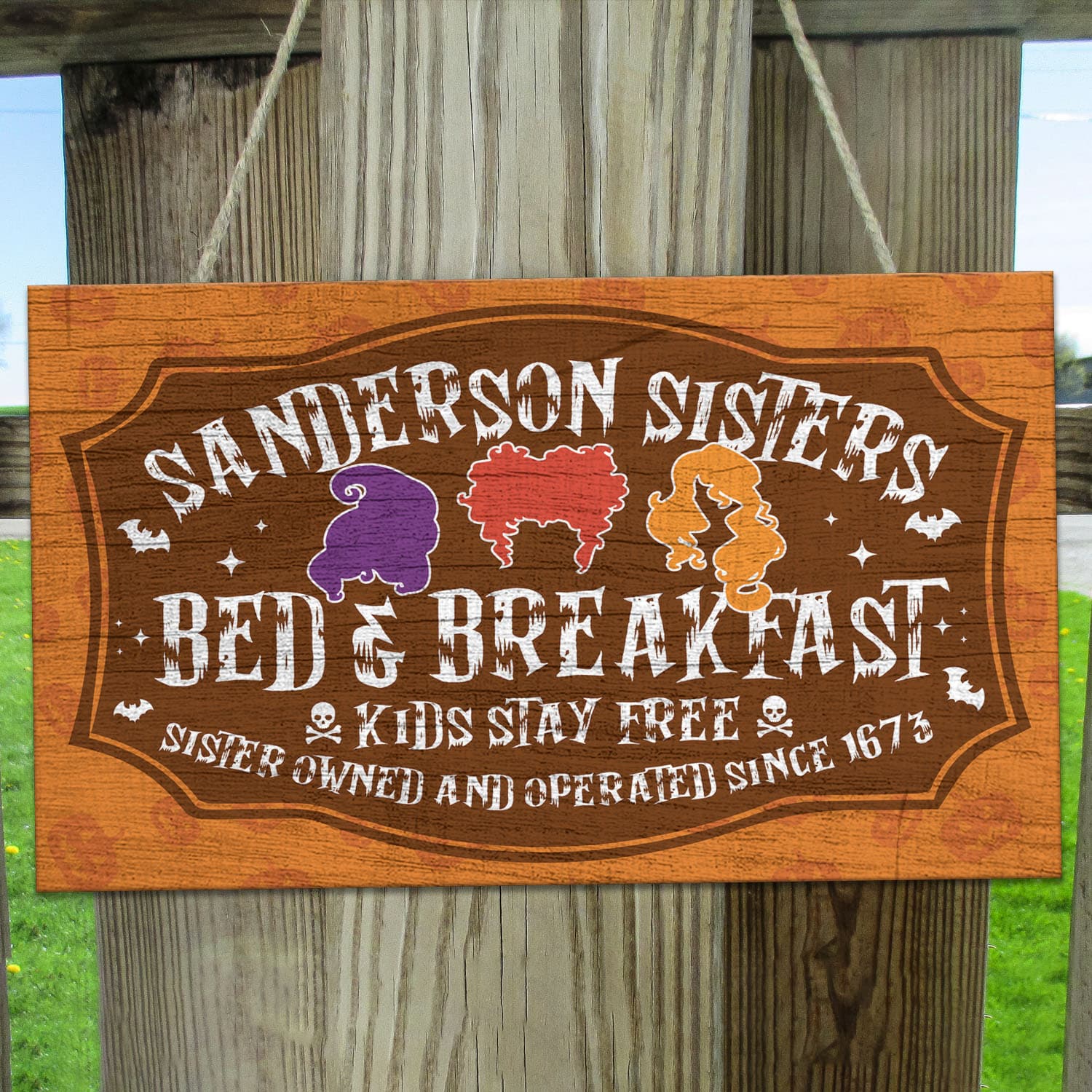 57 HG. Hocus Kids Stay Free Door Sign Mockup 11