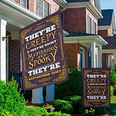 Alternative view of Halloween They're Creepy and They're Kooky Mysterious and Spooky Funny Decorative Garden Flag - House Flag - Wall Flag