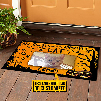 Alternative view of Custom Photo All Guests Must Be Approved By The Cat Personalized Cat Halloween Indoor Outdoor Doormat