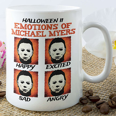 Halloween Emotions Of Michael Myers Coffee Mug - Funny Horror Movie Travel Bottle