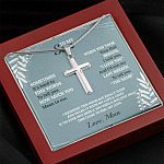 To My Son Sometimes It's Hard To Find Words To Tell You How Much You Mean To Me Artisan Crafted Cross Necklace