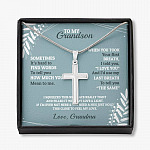 To My Grandson Sometimes It's Hard To Find Words To Tell You How Much You Mean To Me Artisan Crafted Cross Necklace - Artisan Crafted Cross Necklace