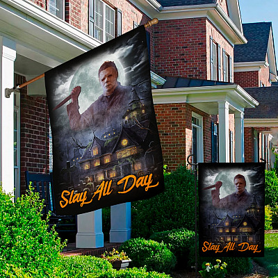 Alternative view of Slay All Day Halloween Horror Movie Character Decorative Garden Flag - Indoor Outdoor Flag - House Flag