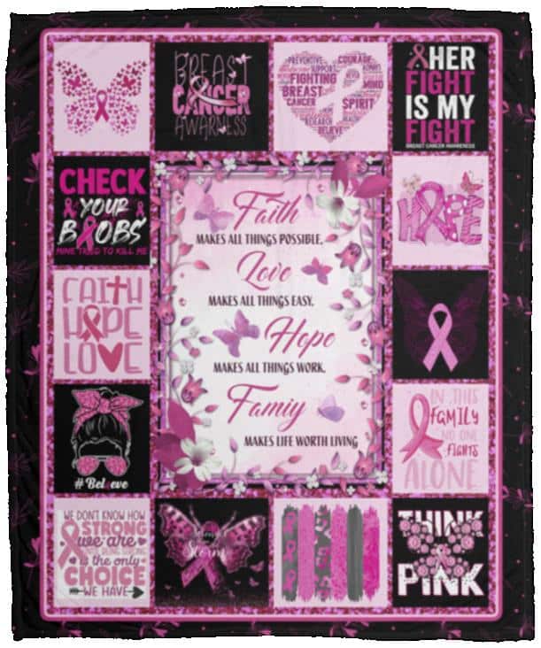 Breast Cancer, White, Cozy Plush Fleece Blanket - 50x60