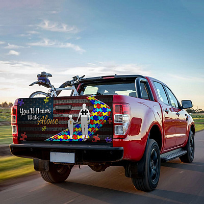 Alternative view of Autism Awareness You'll Never Walk Alone Truck Tailgate Decal Sticker Wrap - Vinyl Graphic Decal Bumper Sticker