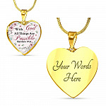 With God All Things Are Possible Mathew 19 26 Christian Heart Pendant Necklace for Women
