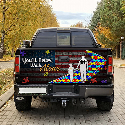 Autism Awareness You'll Never Walk Alone Truck Tailgate Decal Sticker Wrap - Vinyl Graphic Decal Bumper Sticker
