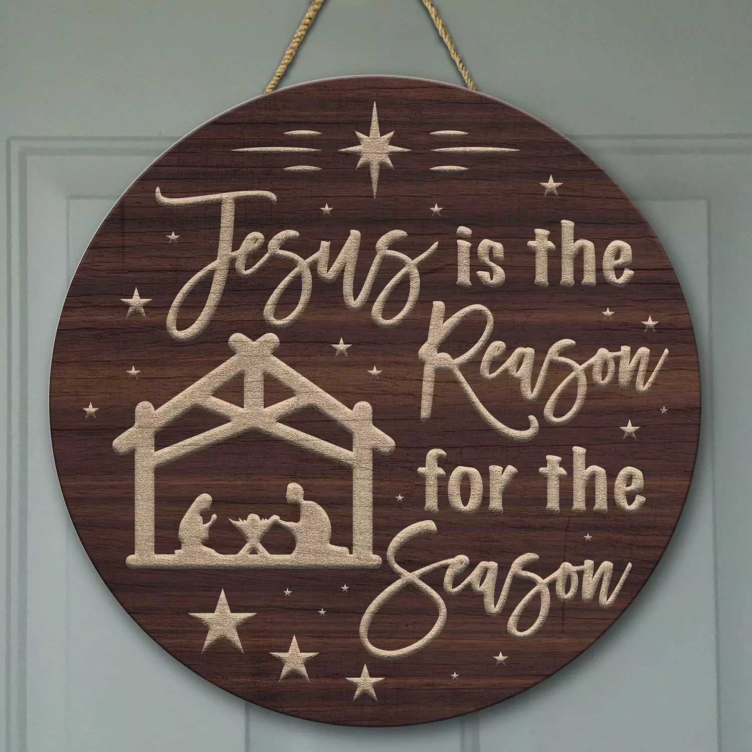 7LV. Jesus is The Reason Circle Doorsign (5) Door Sign Mockup 9