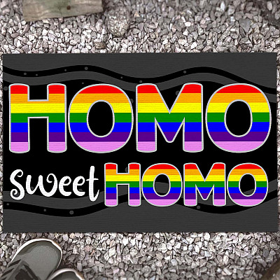 LGBT Homo Sweet Homo Rainbow Indoor Doormat - LGBTQ Gay Pride Welcome Outdoor Door Mat