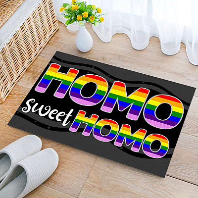 Alternative view of LGBT Homo Sweet Homo Rainbow Indoor Doormat - LGBTQ Gay Pride Welcome Outdoor Door Mat
