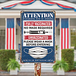 6KNG. Attention unvaccinated (5) Metal Sign Mockup 13