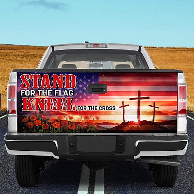 Stand For The Flag Kneel For The Cross Truck Tailgate Decal Sticker Wrap - Vinyl Graphic Decal Bumper Sticker