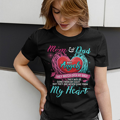 Alternative view of Mom And Dad My Angels They Watch Over My Back They Are Never Gone From My Heart T-Shirt - V-Neck Shirt
