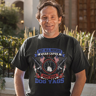 Alternative view of Not All Heroes Wear Capes Some Wear Dog Tags T-Shirt - Veteran Hoodie - Sweatshirt - Long Sleeve Shirt