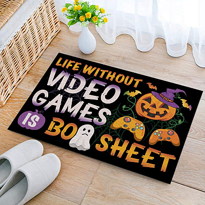 Alternative view of Funny Halloween Boo Video Gaming Controller Saying Door Mat - Life Without Video Games Is Boo Sheet Halloween Entrance Doormat