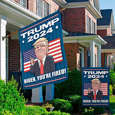 Alternative view of Trump 2024 Biden You're Fired Flag - Pro Trump Anti Biden Garden Flag - House Flag - Wall Flag