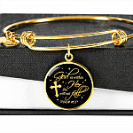 Cross God Is Within Her She Will Not Fall Psalm 46 5 Christian Circle Pendant Necklace - Bangle