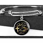 Cross God Is Within Her She Will Not Fall Psalm 46 5 Christian Circle Pendant Necklace - Bangle