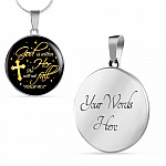 Cross God Is Within Her She Will Not Fall Psalm 46 5 Christian Circle Pendant Necklace - Bangle
