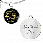 Cross God Is Within Her She Will Not Fall Psalm 46 5 Christian Circle Pendant Necklace - Bangle