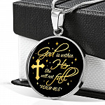 Cross God Is Within Her She Will Not Fall Psalm 46 5 Christian Circle Pendant Necklace - Bangle