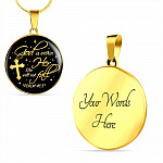 Cross God Is Within Her She Will Not Fall Psalm 46 5 Christian Circle Pendant Necklace - Bangle