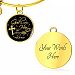 Cross God Is Within Her She Will Not Fall Psalm 46 5 Christian Circle Pendant Necklace - Bangle