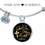 Cross God Is Within Her She Will Not Fall Psalm 46 5 Christian Circle Pendant Necklace - Bangle