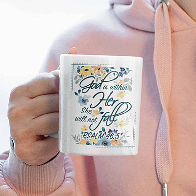 Alternative view of God Is Within Her She Will Not Fall Psalm 46 5 Coffee Mug - Beer Stein - Water Bottle - Color Changing Mug
