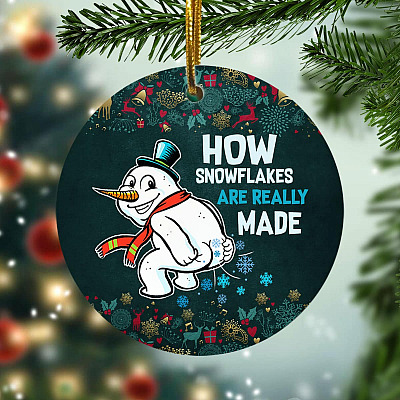Alternative view of Funny How Snowflakes Are Really Made Decorative Christmas Ornament-Holiday Flat Circle Ornament-Holiday Decoration Gift