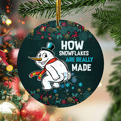 Funny How Snowflakes Are Really Made Decorative Christmas Ornament-Holiday Flat Circle Ornament-Holiday Decoration Gift