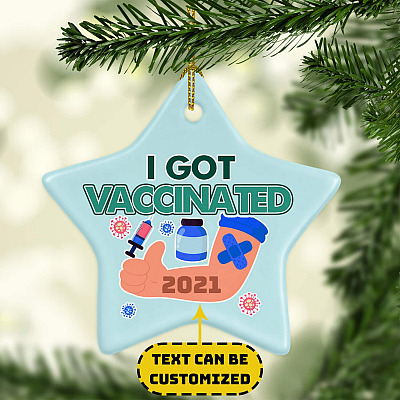 Personalized Vaccinated Ornament I Got Vaccinated Holiday Flat Star Ornament - Decoration Gift