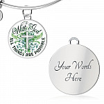 With God All Things Are Possible Flower Cross Circle Pendant Necklace
