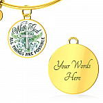 With God All Things Are Possible Flower Cross Circle Pendant Necklace