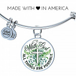 With God All Things Are Possible Flower Cross Circle Pendant Necklace