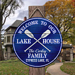 10 HG. Lake House Personalized - sample design Door Sign Mockup 3