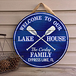 10 HG. Lake House Personalized - sample design Door Sign Mockup 4